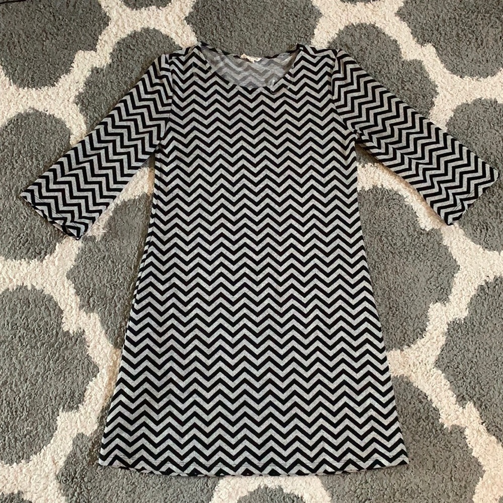 Gray and black dress